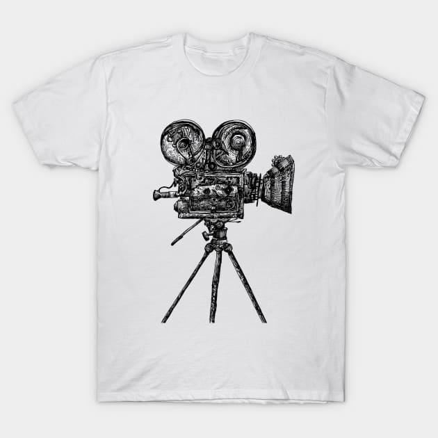 Camera Reel Contraption T-Shirt by Drawlander